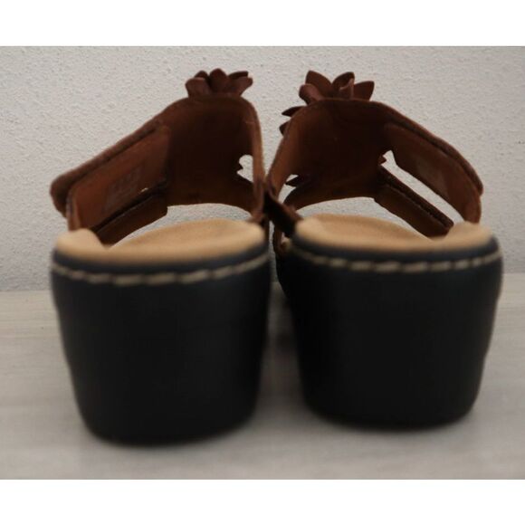 Clarks Collection Women's Sz 12M Tan/Brown Leather Merliah Raelyn Wedge Sandals - Picture 3 of 14